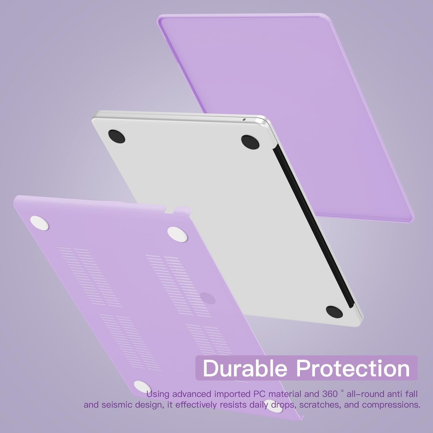 CISSOOK Compatible with MacBook Air 13.6 inch Case A3240 A2681 A3113 2022 2023 2024 2025 Release, Plastic Hard Shell Case USB 3.0 Adapter for MacBook Air 13 inch M2 M3 M4 Chip, Frosted Purple