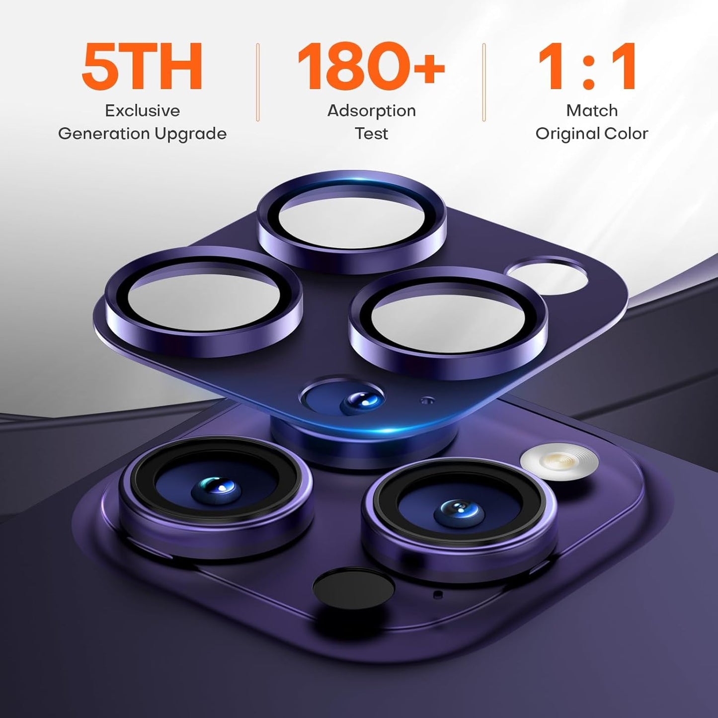 Camera Lens Protector for iPhone 16 Pro Max/16 Pro/iPhone 15 Pro Max/15 Pro/iPhone 14 Pro Max/14 Pro, Aluminum Alloy Sapphire Glass Camera Screen Cover, Case Friendly- Deep Purple