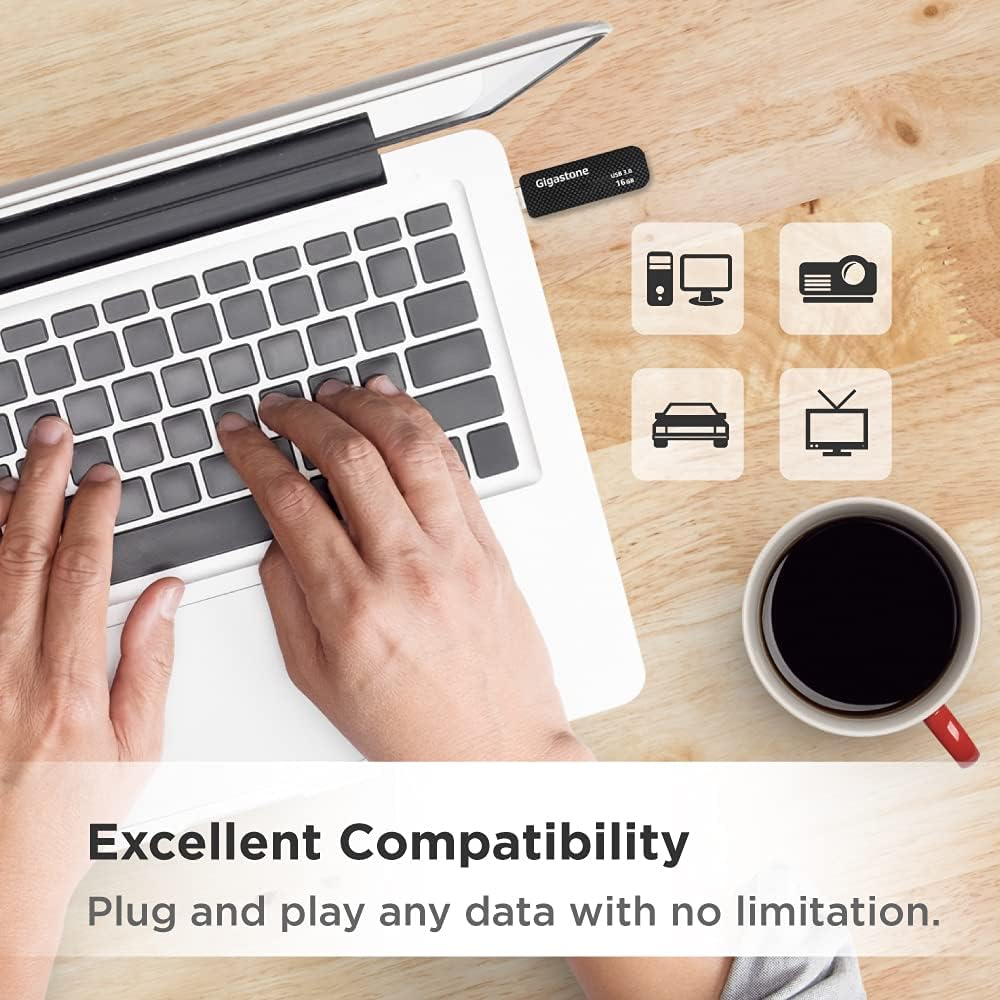 Gigastone Z30 16GB USB3.0 Flash Drive, Capless Retractable Design Pen Drive, Carbon Fiber Style, Reliable Performance & Durable