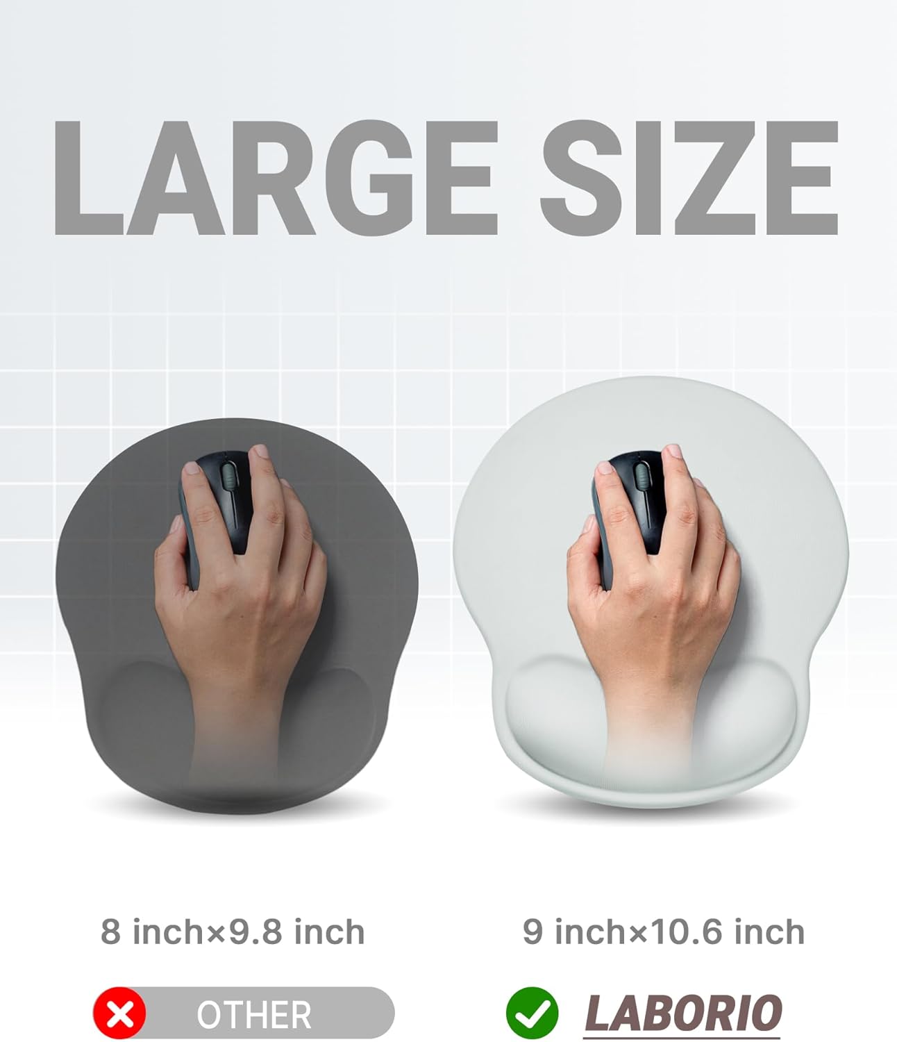Ergonomic Mouse Pad Wrist Support, Comfortable Mouse Pad Wrist Rest, Relieve Wrist Pain Gel Mouse pad, Non-Slip Rubber Base Mousepad for Laptop, Computer, Prefect for Office(Light Gray