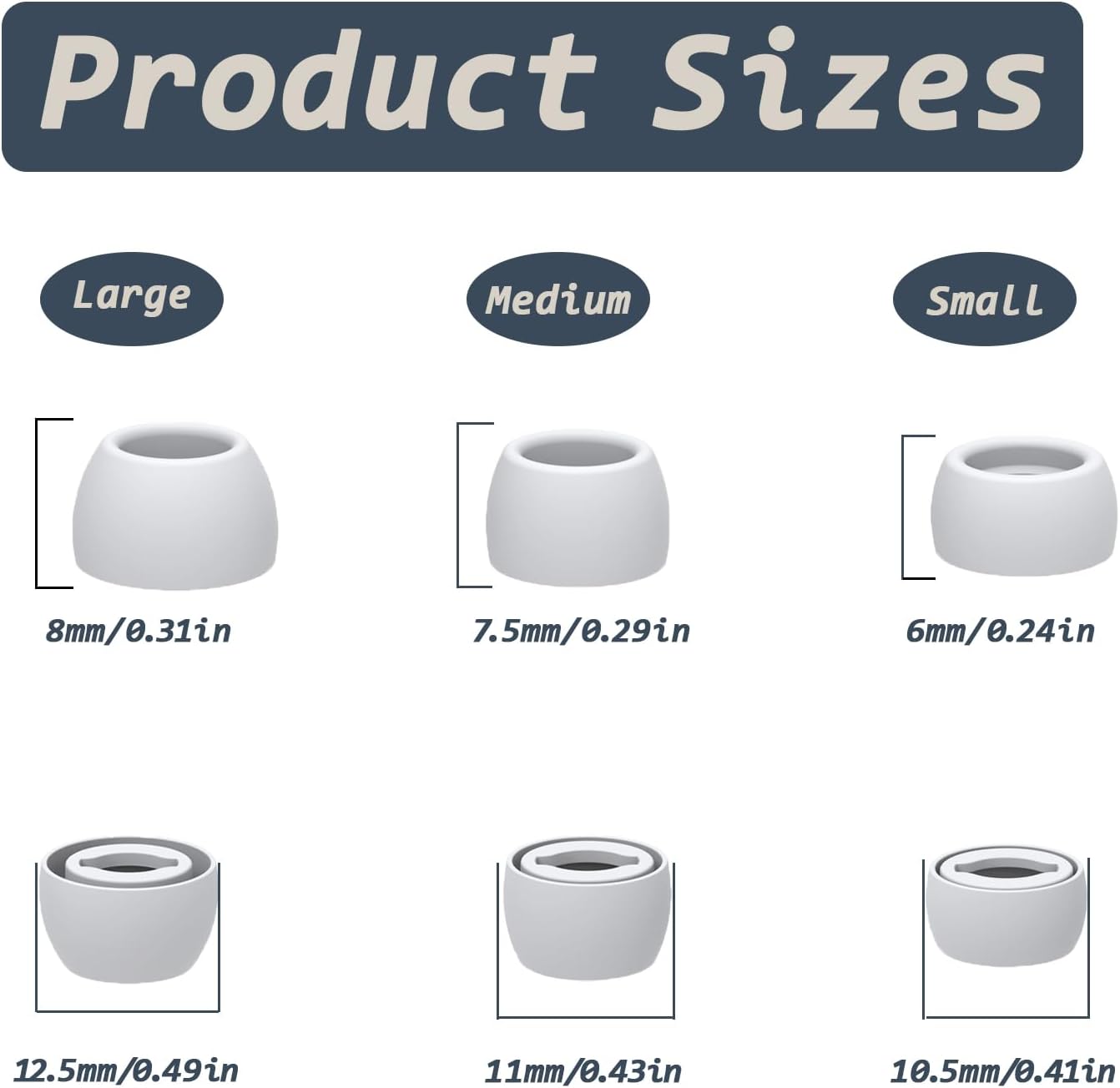 6 Pairs Replacement Eartips for Samsung Galaxy Buds Pro Headphones, Silicone Tips Earbuds Eartips Set, L/M/S Earplug Replacement Accessories (Silver, Without Pen)