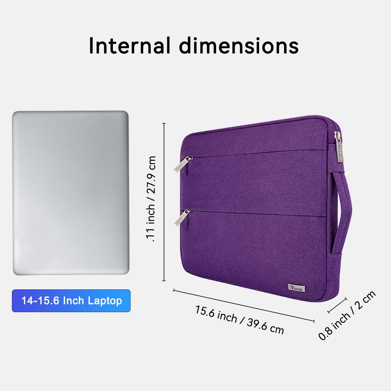 Voova Laptop Sleeve Carrying Case 15.6 16 Inch,Slim Computer Cover Bag Compatible with MacBook Pro 15/16, Dell xps 15,15-16 Inch HP Dell Asus Acer Laptop, Purple