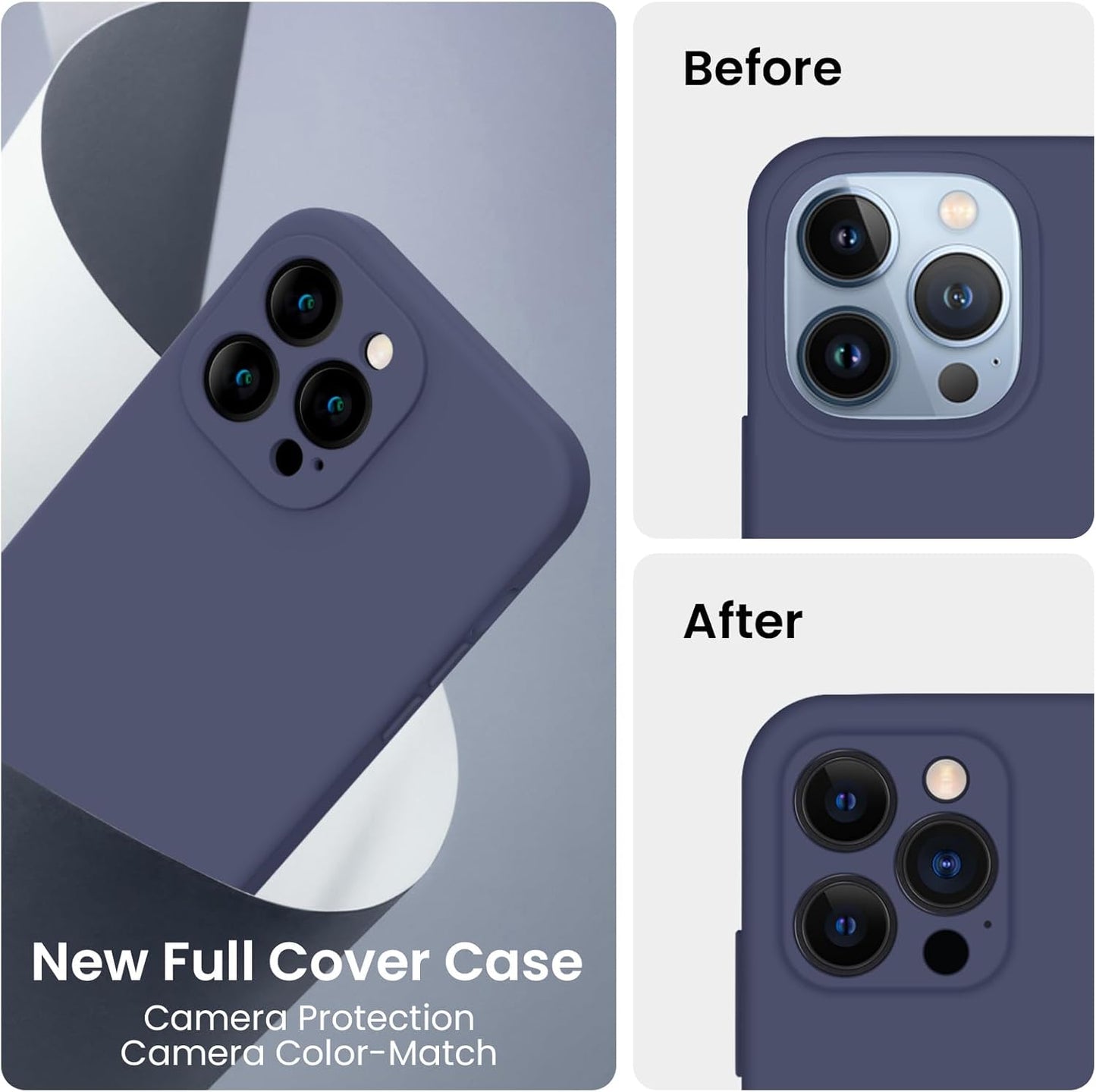FireNova Designed for iPhone 13 Pro Max Case, Silicone [Camera Protection] Phone Case with [2 Screen Protectors], Soft Anti-Scratch Microfiber Lining Inside, 6.7 inch, Navy Blue