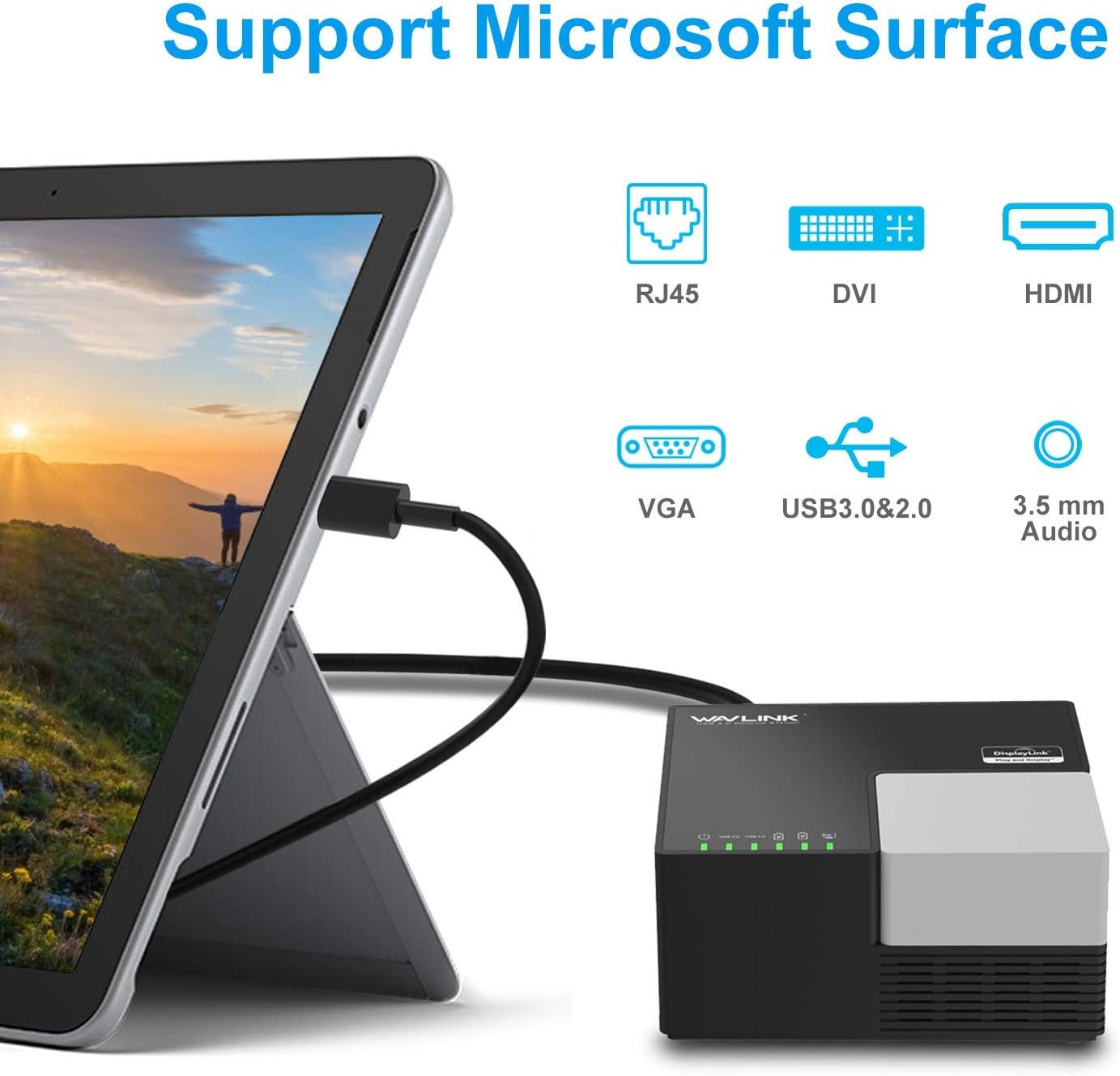 WAVLINK USB 3.0 Laptop Docking Station Dual Monitors, DisplayLink Computer Dock for M1/M2 Mac/Windows/Chrome/Ubuntu - HDMI+HDMI/DVI/VGA, 4xUSB Ports, 2xRed Charging Ports, LAN, Audio