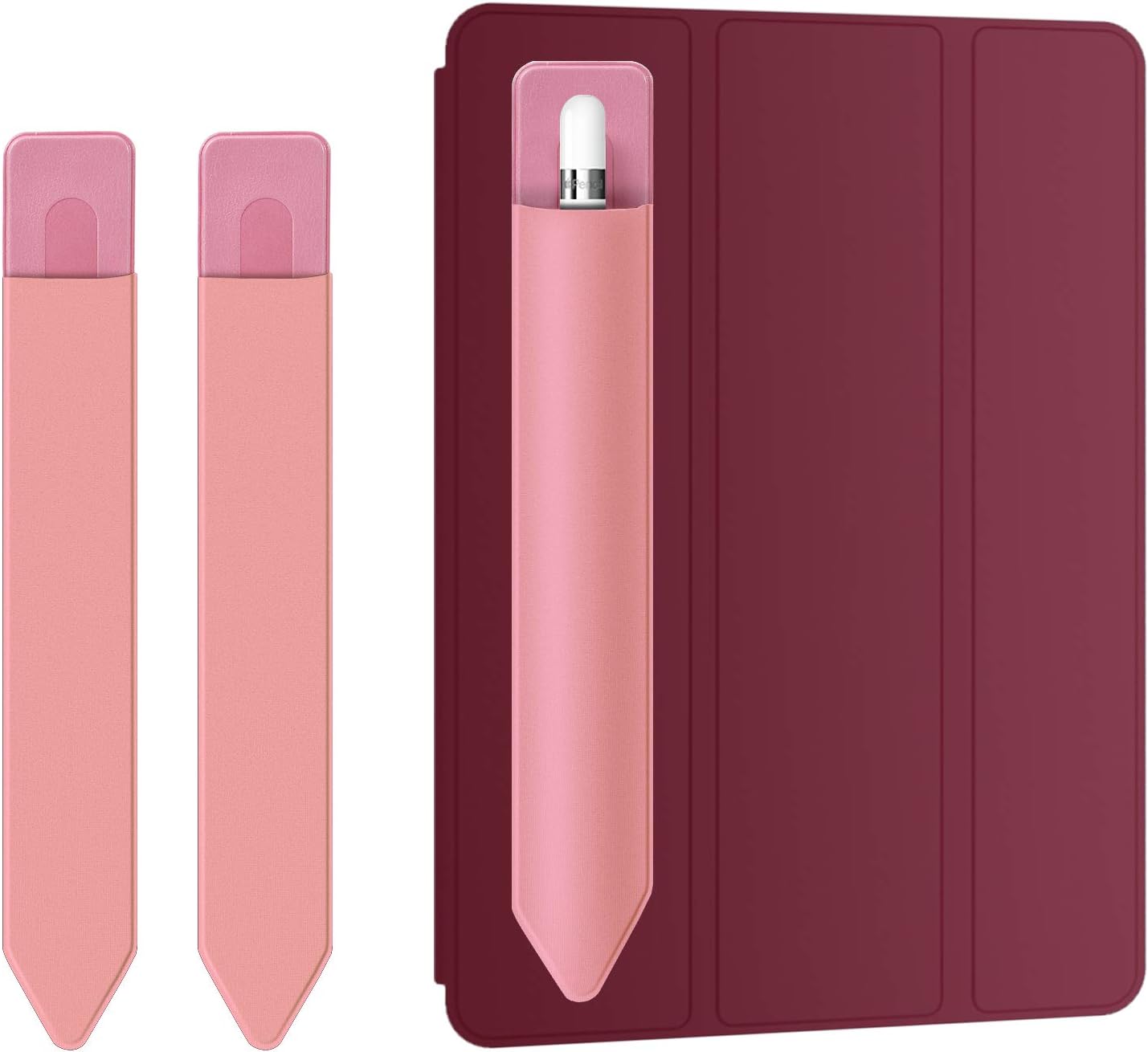 Doormoon Pencil Holder Compatible for iPad 2020/ Air/ 9.7 / Pro 10.5/12.9, Detachable Elastic Compatible for Apple Pencil 4th Gen Leather Sleeve Pocket Pouch, Pink Pink