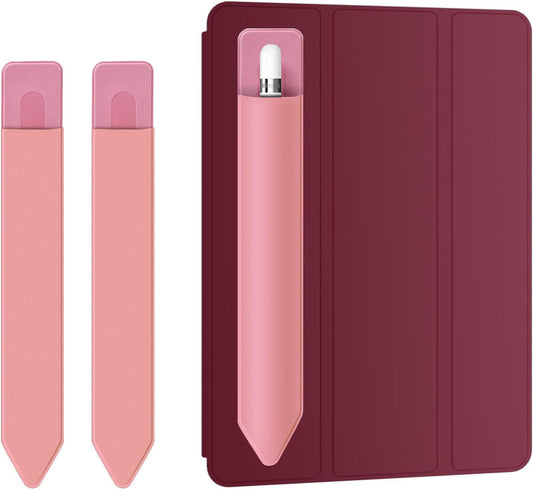 Doormoon Pencil Holder Compatible for iPad 2020/ Air/ 9.7 / Pro 10.5/12.9, Detachable Elastic Compatible for Apple Pencil 4th Gen Leather Sleeve Pocket Pouch, Pink Pink
