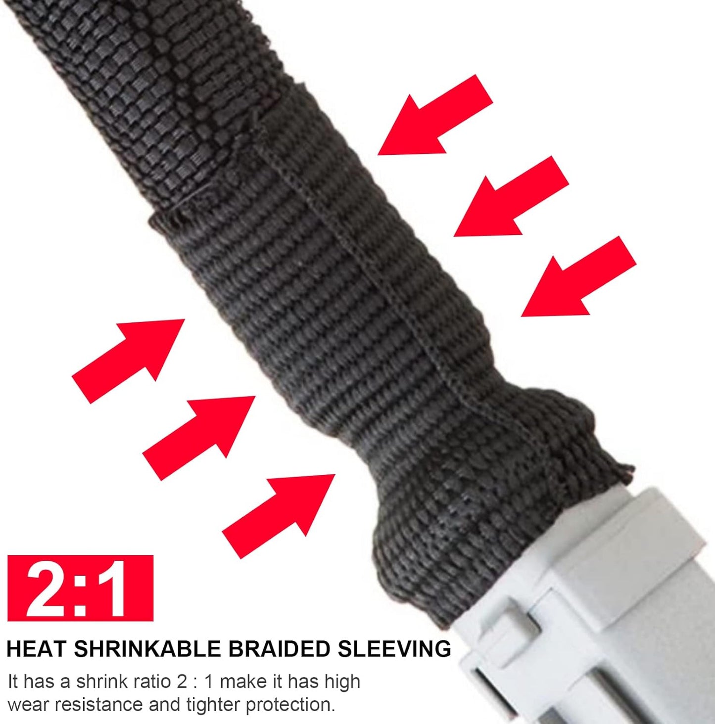 Heat Shrinkable Braided Sleeving 2:1 Ratio- Abrasion Protection Flexibility Wiring Harness Cable Sheath (1" ID, 12ft)
