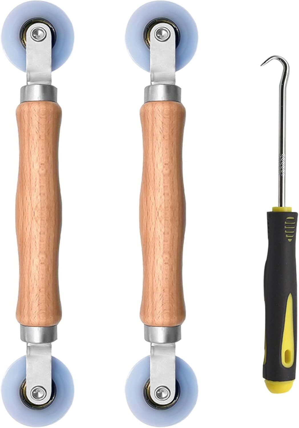 BAYTORY 3Pcs Screen Tool, Window Screen Spline Roller Tool with Wooden Handle and Nylon Bearing Wheels, Mesh Screen Door Repair Kit Durable and Easy to Use