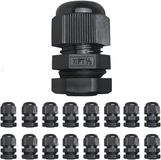 PENGLIN NPT 1/2 Nylon Cable Connector,IP68 Waterproof Strain Relief Cord Adjustable Connector With Gaskets for Electrical Box (1/2 Inch (100 PCS))