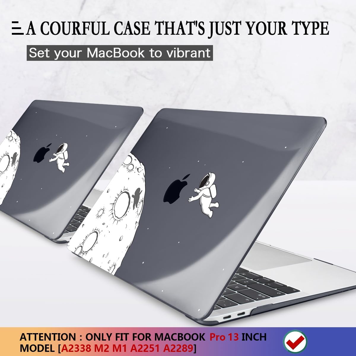 CISSOOK Black Astronaut Case Compatible with MacBook Pro 13 Inch 2020-2025 Release A2338 A2251 A2289, Plastic Hard Shell with Keyboard Cover for MacBook Pro 13 M2 M1 with Touch Bar