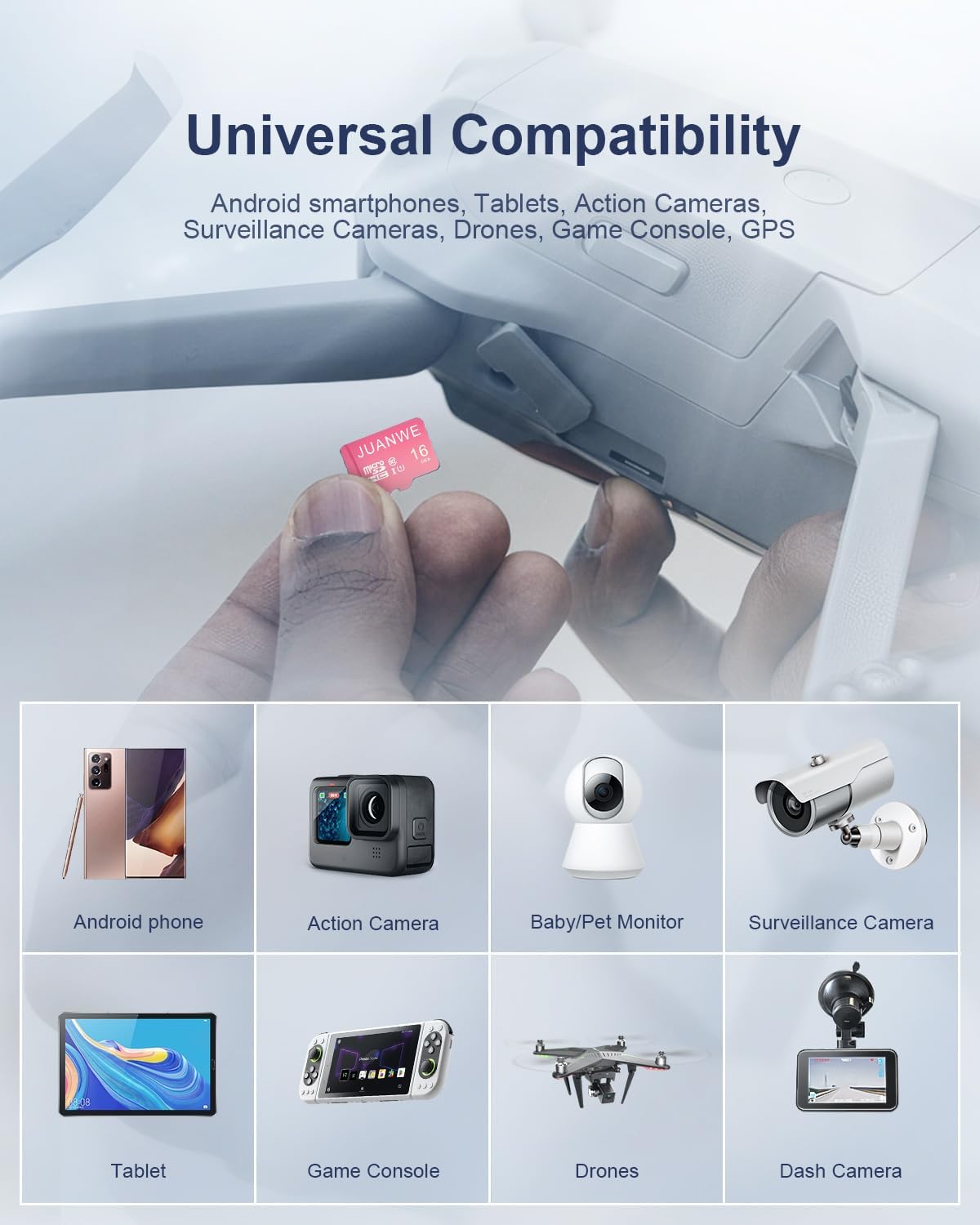 JUANWE 16GB Micro SD Card 10 Pack microSDHC Memory Card with SD Adapter, C10, U1,TF Card 16GB for Dash Cam, Security Camera, Pink