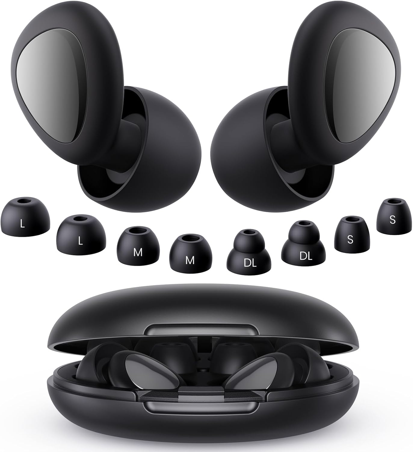 Ear Plugs for Sleeping Noise Cancelling, 45dB Reusable Silicone Ear Plugs for Concert, 8 Tips Earplugs for Noise Reduction, Hearing Protection Earplugs for Sleep, Concert, Snoring, Work, Black