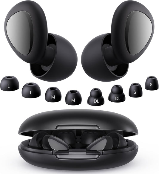 Ear Plugs for Sleeping Noise Cancelling, 45dB Reusable Silicone Ear Plugs for Concert, 8 Tips Earplugs for Noise Reduction, Hearing Protection Earplugs for Sleep, Concert, Snoring, Work, Black