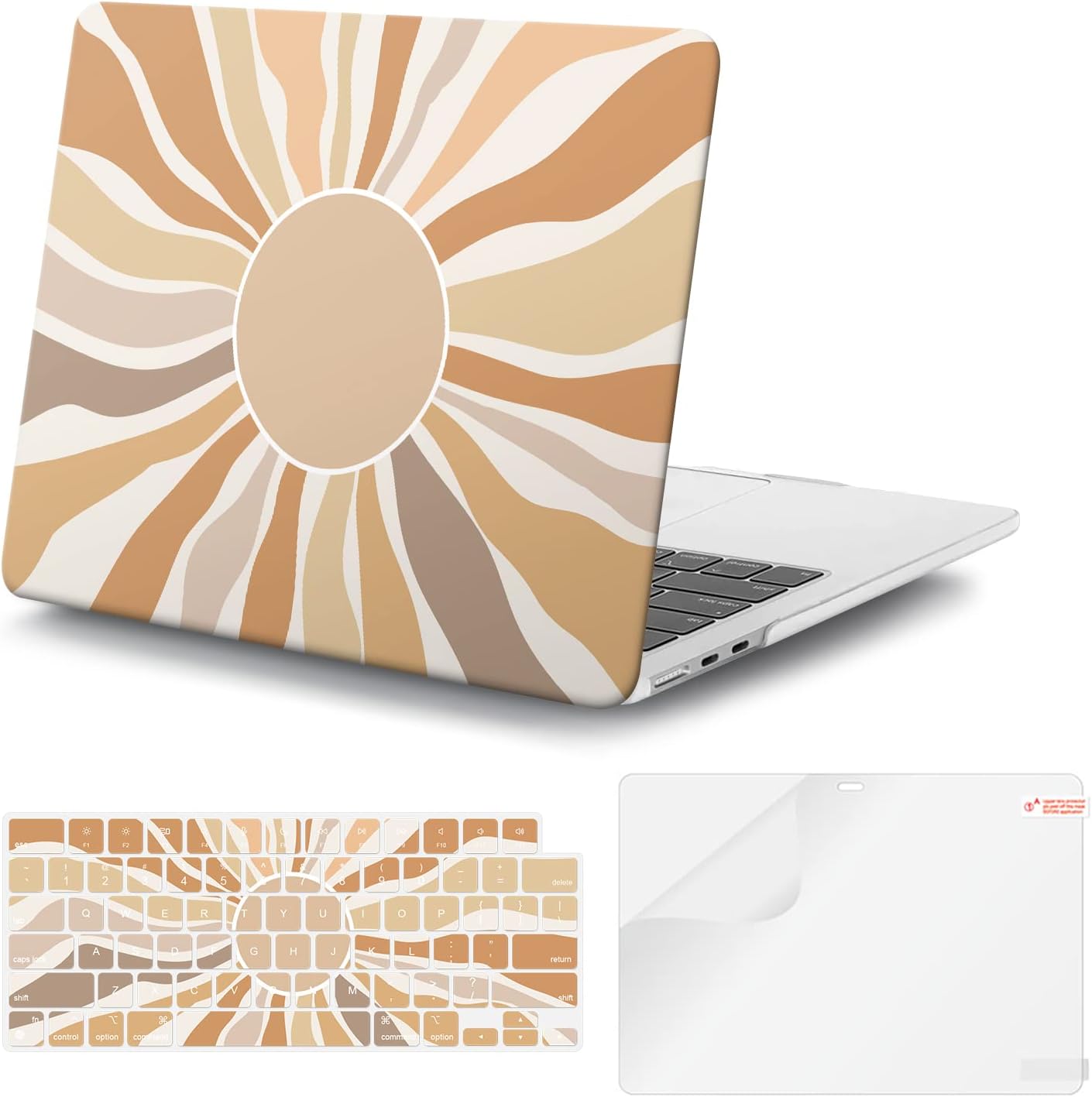 iCasso for MacBook Air 13 inch Case 2025 2024-2022 Release M4 A3240 M3 A3113 A2681 M2 with Liquid Retina Display, Hard Plastic Shell for Mac Air 13.6, TPU Keyboard Cover&Screen Protector, Sunshine