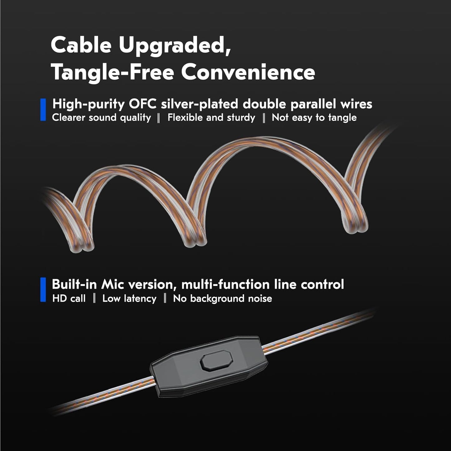 CCZ NC01 Gospel Gaming Earbuds, Stereo Sound in Ear Monitor Headphones Wired, Customized Dual Magnetic DD IEMS Earphone with Detachable Tangle-Free Cable PC Cavity for Computer(without mic,Dark Black)