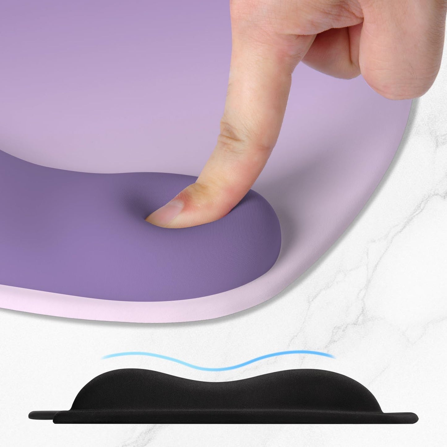 ITNRSIIET Ergonomic Mouse Pad, Cushioned Gel Wrist Rest, Non-Slip Base, Smooth Surface, Cute Multi-Color, 9.5 x 8.2 in, Lavender Fade
