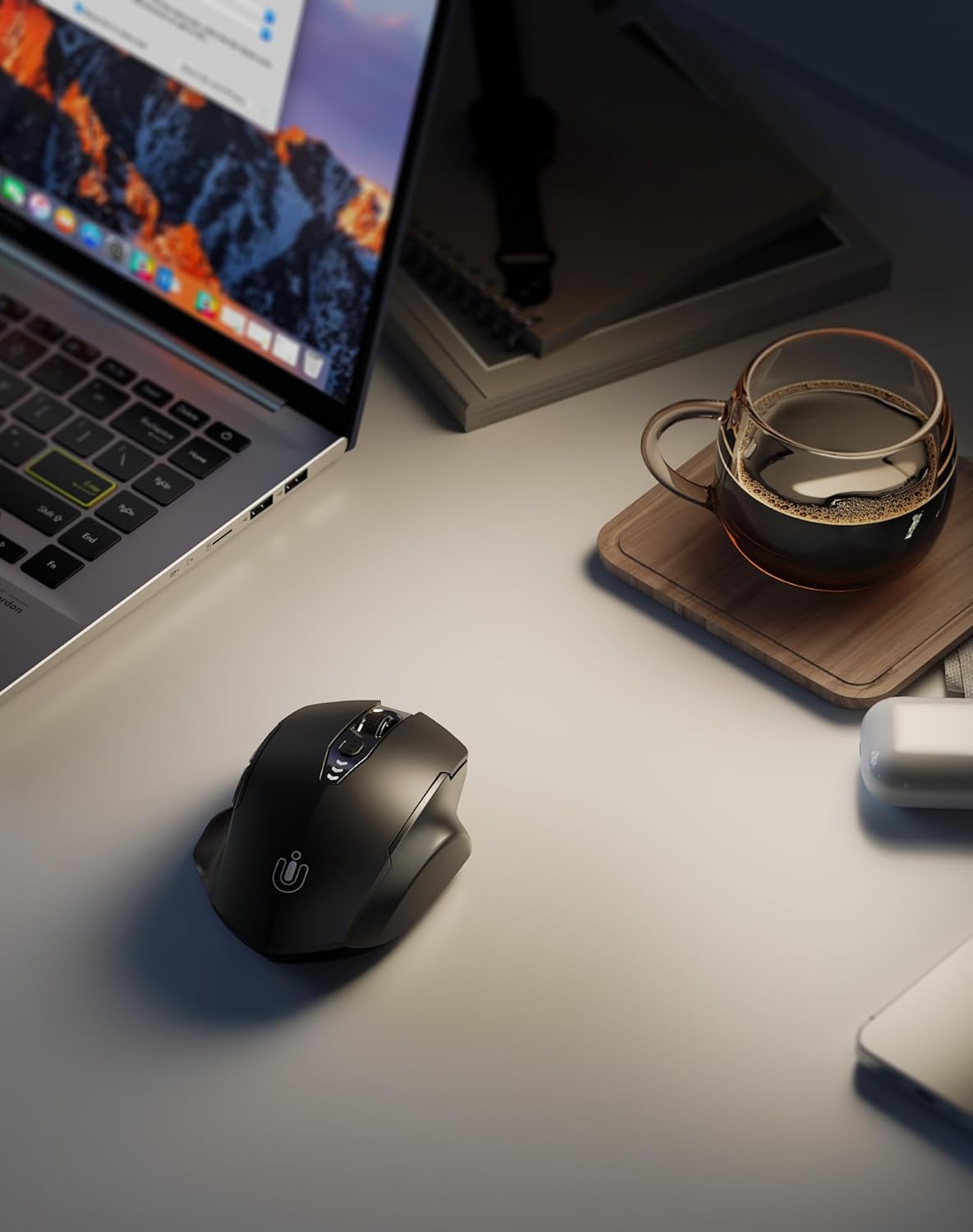 Bluetooth Mouse,[Upgraded] Rechargeable Wireless Mouse (BT 5.0/4.0+2.4G Hz),Computer Mouse with Visible Battery Level, 4 Adjustable DPI, Portable PC Mouse for MacBook Chromebook,Black