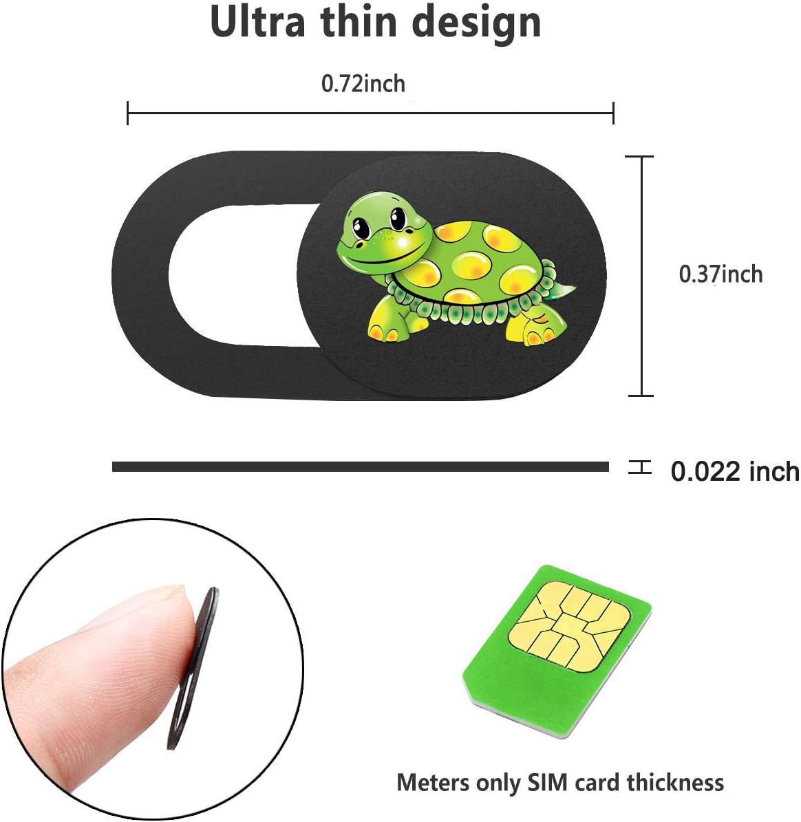 3 Pack Laptop Web Camera Cover Ultra Thin (0.027in) Webcam Cover Slide Turtle Printed for Laptop,Desktop,PC,Macboook,iMac,Computer,Smartphone