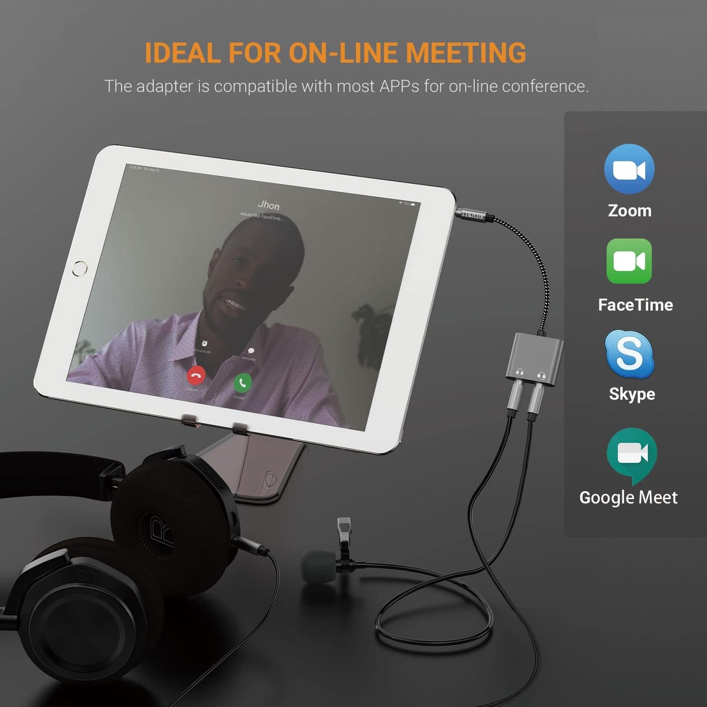 Cubilux 3.5mm Male to Dual Female Headphone Jack Splitter for Sharing Music, 2-Way 1/8” Stereo Audio Y Adapter, Compatible with MacBook iPad PC Computer Phone Laptop Tablet PS4 PS5 Xbox One/360