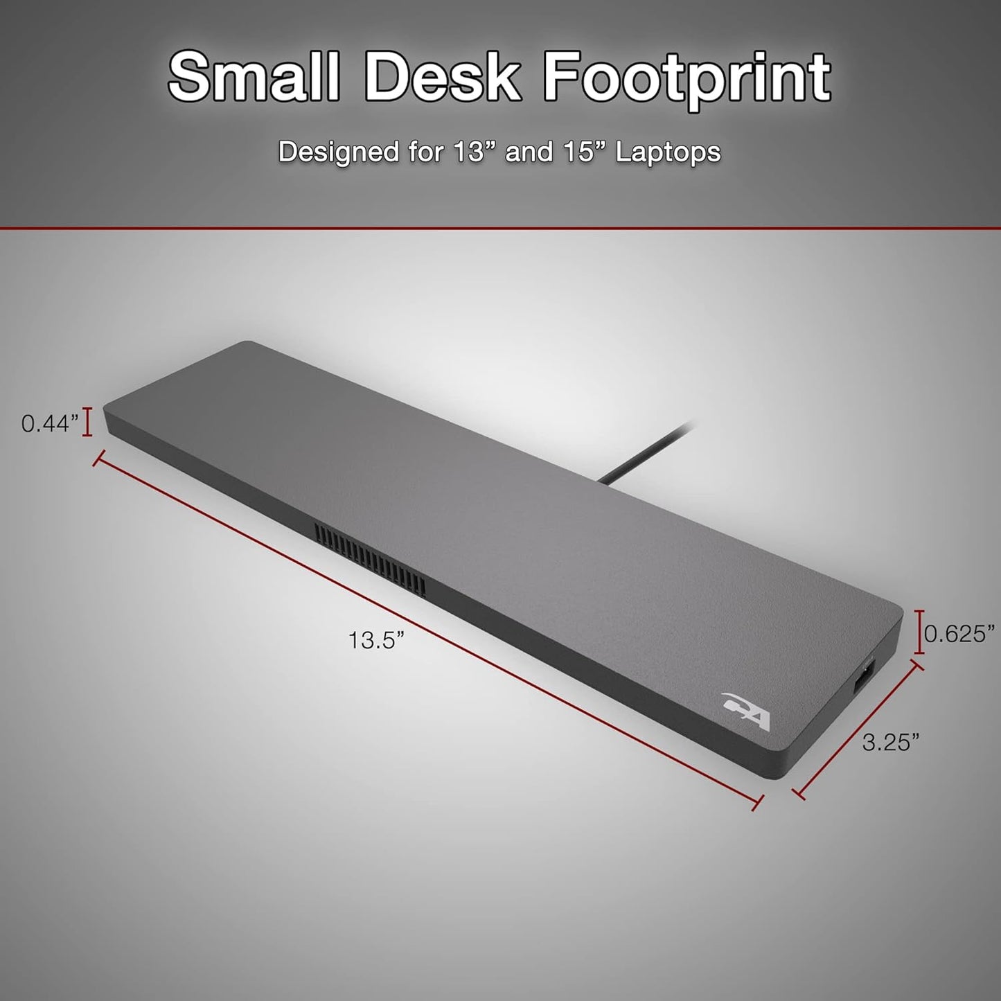 CA Essential Docking Station (DS-2000) – USB C Docking Station with 135W AC Power Adapter (90W Power Delivery), Active Laptop Cooling, Dual Monitor Displays in 4k, 4 USB Type A Ports, Ethernet Port
