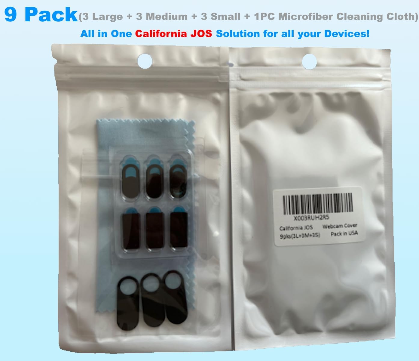 9 Pack(3 Large + 3 Medium + 3 Small) 0.03 inch Ultra Thin Webcam Cover Slide Camera Blocker Protect Your Privacy Security for MacBook Air, Laptop, iPad, iMac, PC, iPhone