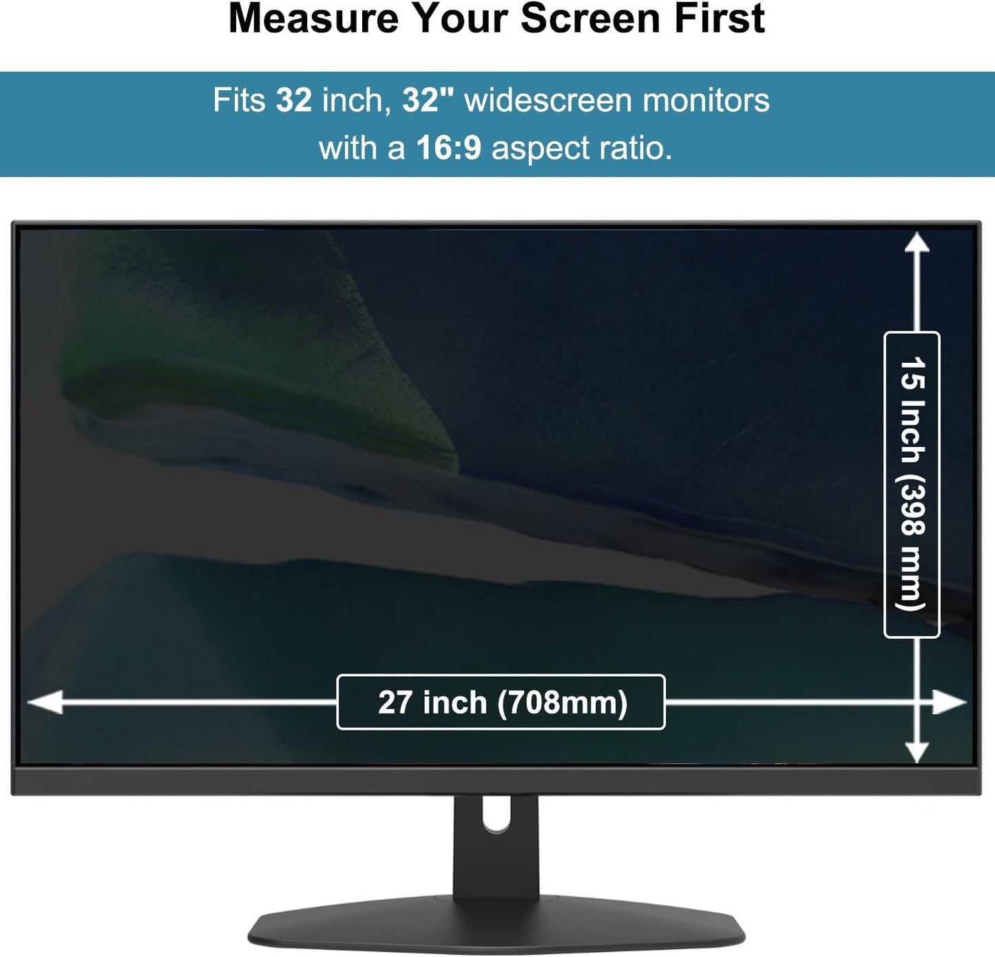 32 Inch Hanging Computer Privacy Screen Protector Shield Compatible for 16:9 Widescreen Desktop Monitor - Anti-UV & Blue Light Filter - Hanging Design for Easy On/Off