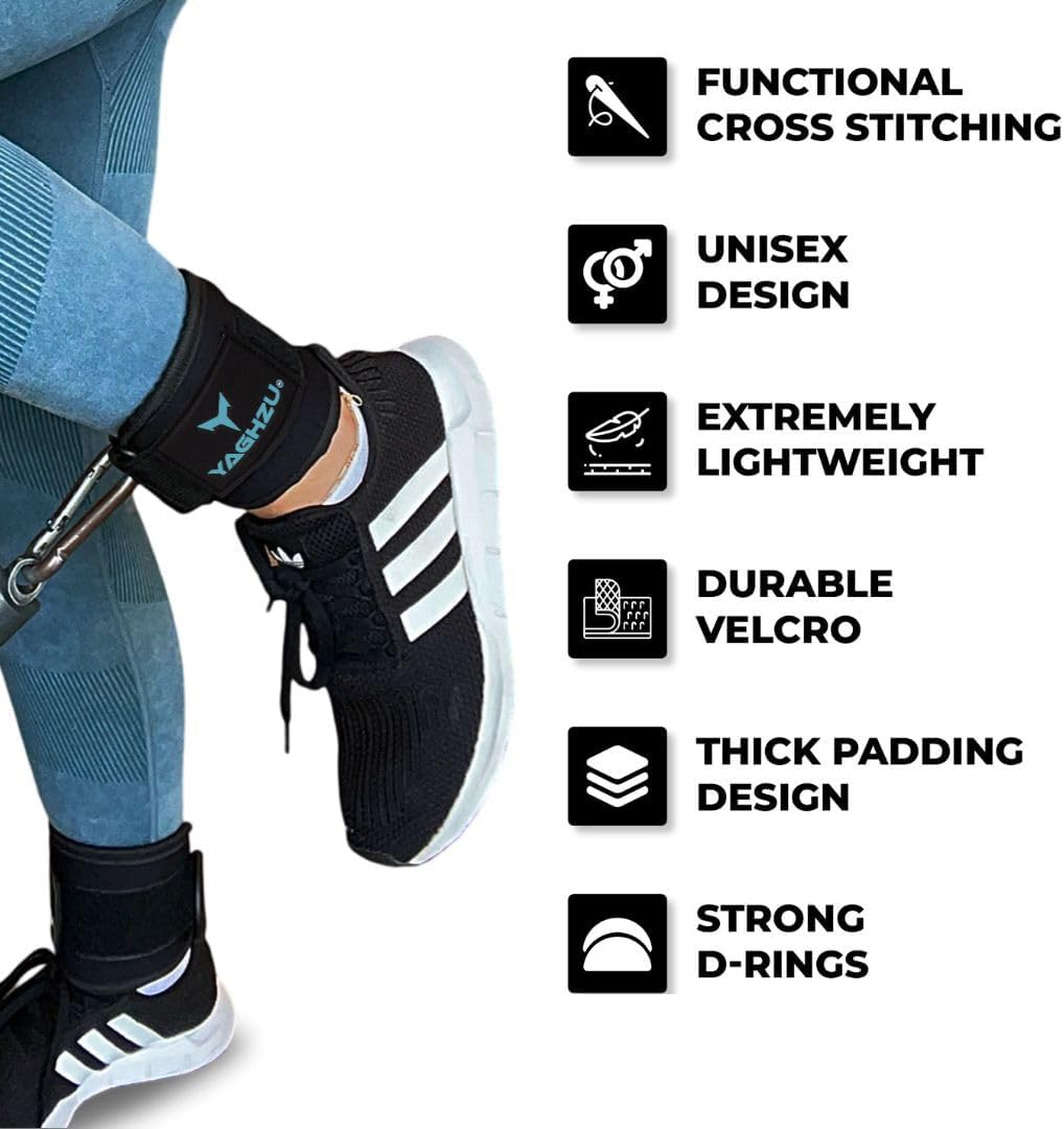Ankle Straps for Cable Machines Women - Adjustable Gym Ankle Strap for Cable Machine, Neoprene Padded Cable Straps, Durable Leg Strap with Cable Cuff, Glute Kickback Ankle Strap with D Rings