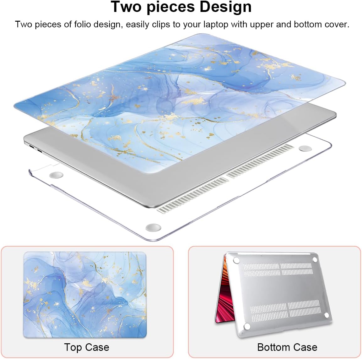 Compatible with MacBook Pro 13 inch Case 2022 2021-2020 Release A2338 M2/M1 A2251 A2289 A2159 A1989 A1706 with Touch ID, Plastic Hard Shell & Keyboard Cover & Screen Film - Blue Marble