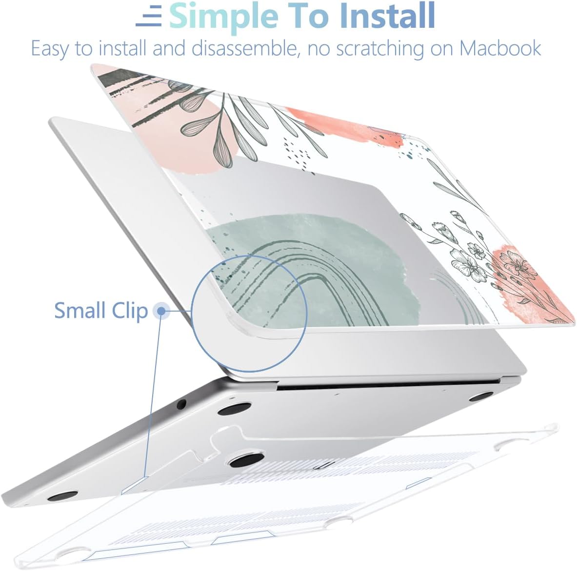 MEEgoodo Case for MacBook Air M4/M3/M2 13.6 inch 2025 2024 2022, Fit Model A3240 A3113 A2681, Compatible with MacBook Air 13 inch, Laptop Hard Shell Case with Keyboard Cover, Watercolor Floral 3