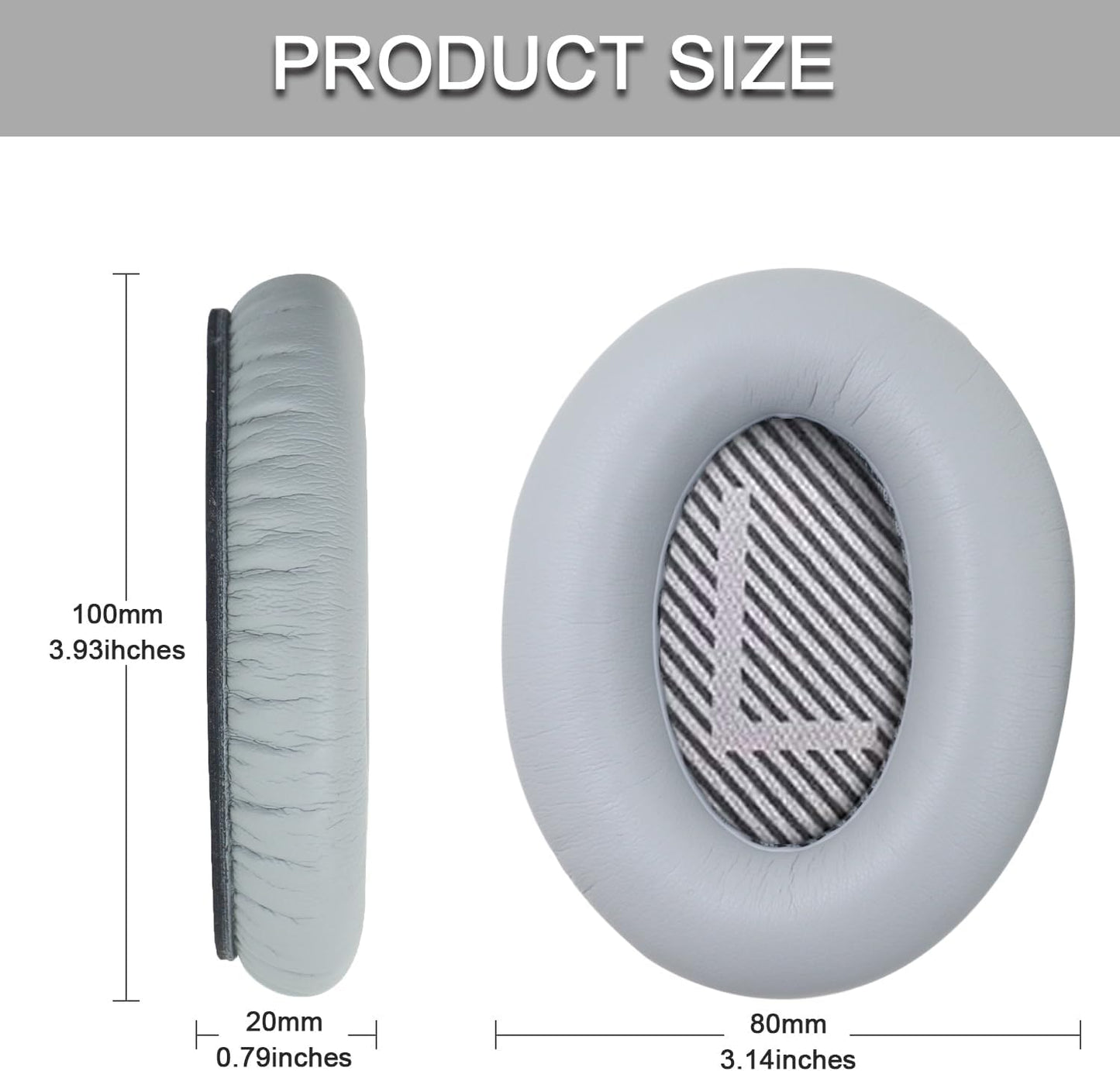 Ear Pads for Bose Quiet Comfort 35 Soft Protein Leather Replacement Earpads Ear Cushions Ear Pad for Bose QC 45/35 / 25/15 QC2 / Ae2 / Ae2i / Ae2W / Sound Link/Sound True (QC35-Gray&Gray)