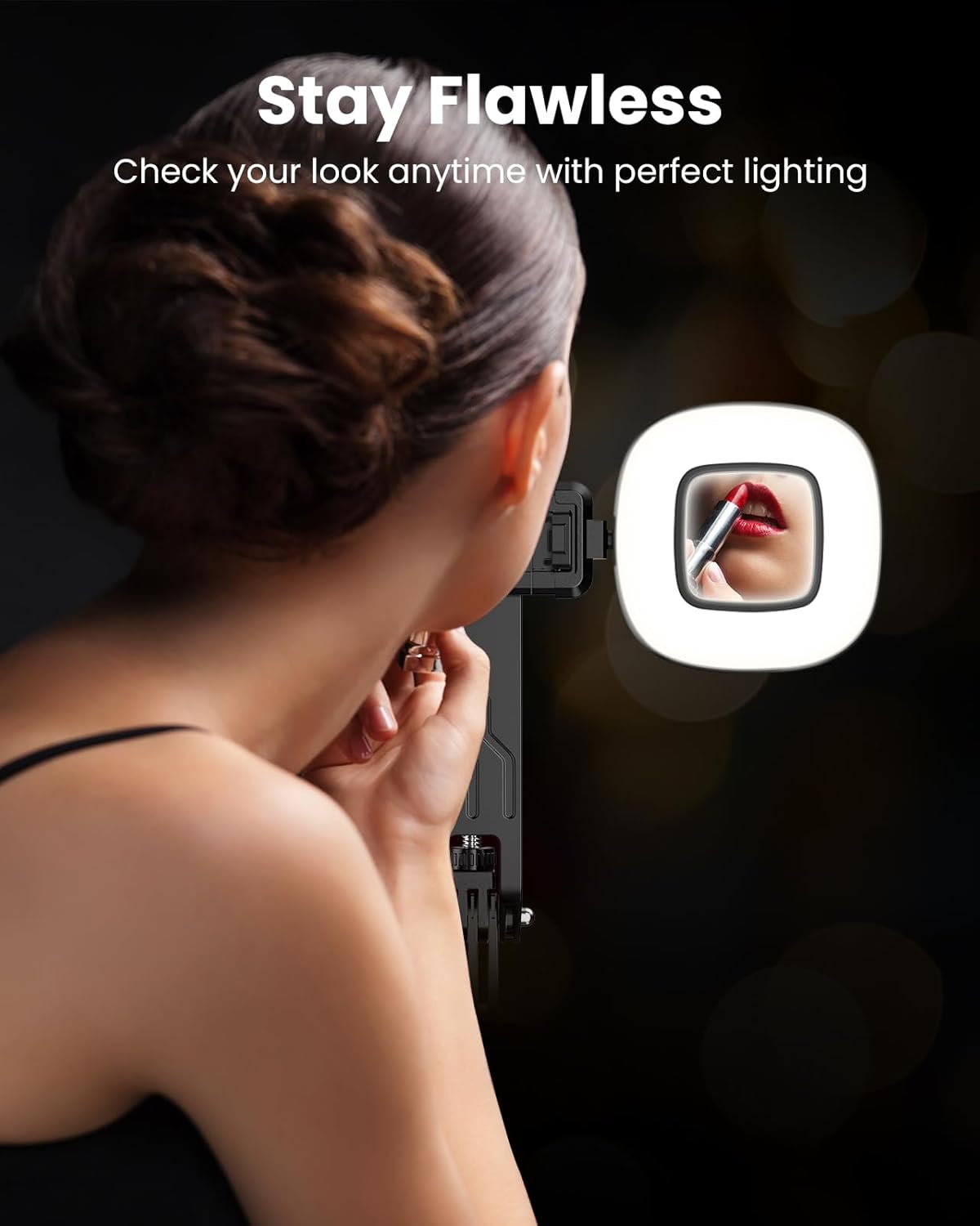 71" Phone Tripod Selfie Stick with Wireless Remote & 2 Fill Lights, Extendable Phone Stick for iPhone, Android, Camera & GoPro, S30 Portable Travel Tripod for Vlogging, Live Streaming(Black)