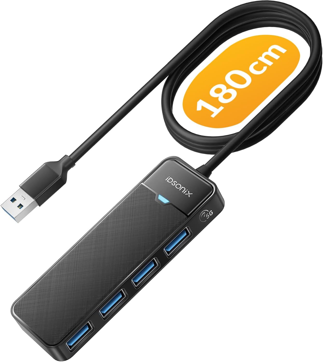 iDsonix USB 3.0 Hub 4-Port USB Splitter Ultra-Slim Multiport Extender for Desktop, Laptop, Xbox, Flash Drive, HDD, Console, Printer, PC, Keyboards, Mouse[Charging Not Supported](6ft Cable)