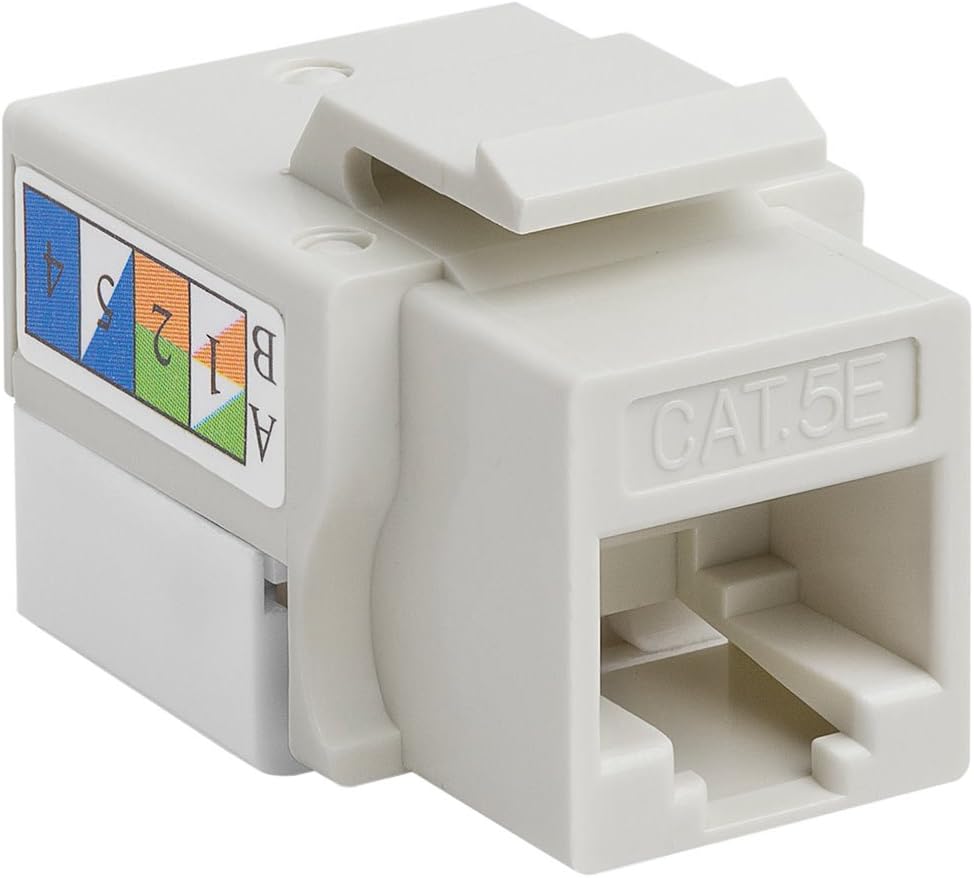 Cmple - 10 Pack Cat5e Keystone Jack Insert Punch Down RJ45 Connectors RJ45 Keystone Jack 90 Degree Female for Wall Plates, Patch Panels, Patch Cables, Ethernet Cables - White