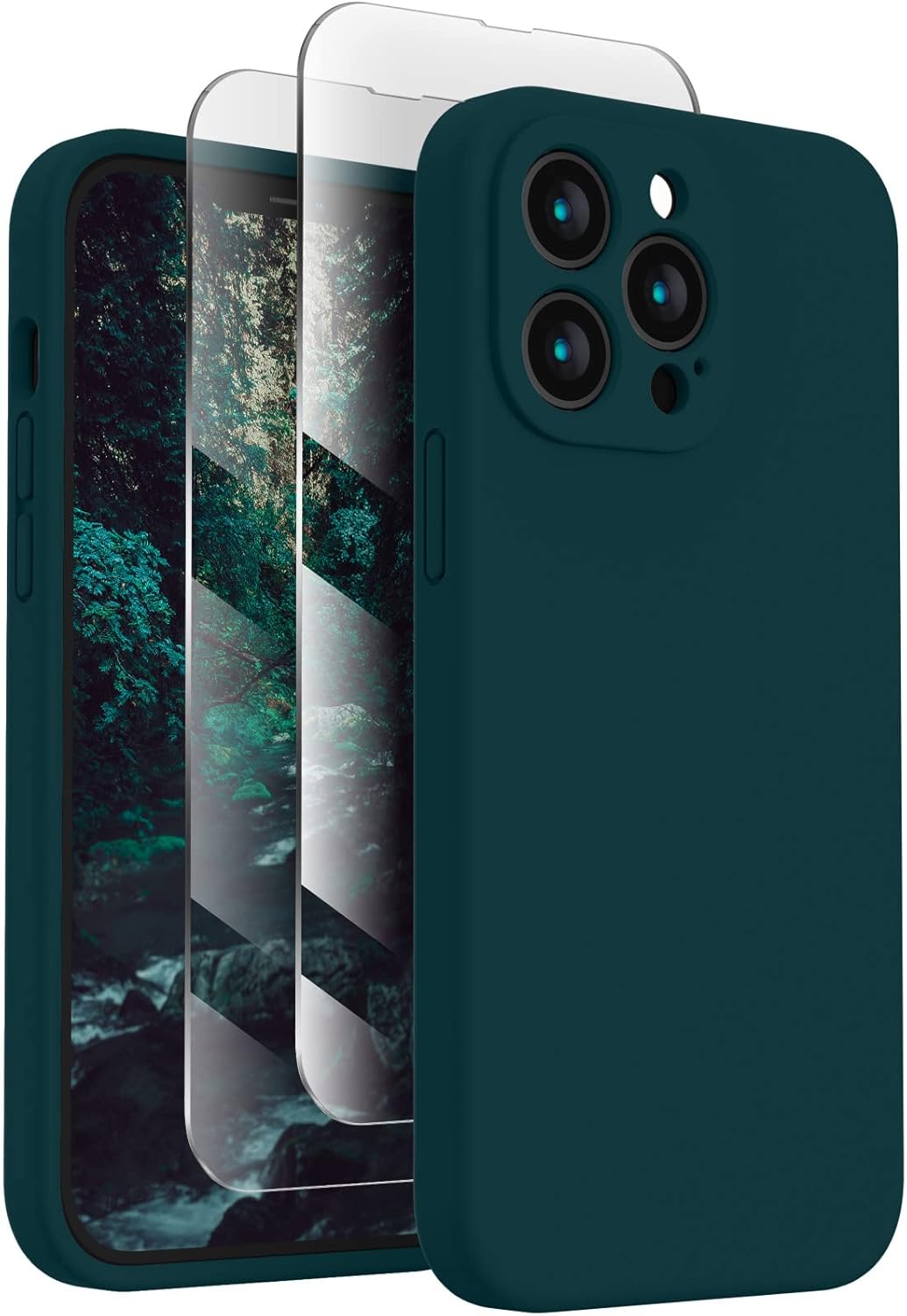 FireNova Designed for iPhone 13 Pro Case, Silicone Upgraded [Camera Protection] Phone Case with [2 Screen Protectors], Soft Anti-Scratch Microfiber Lining Inside, 6.1 inch, Teal