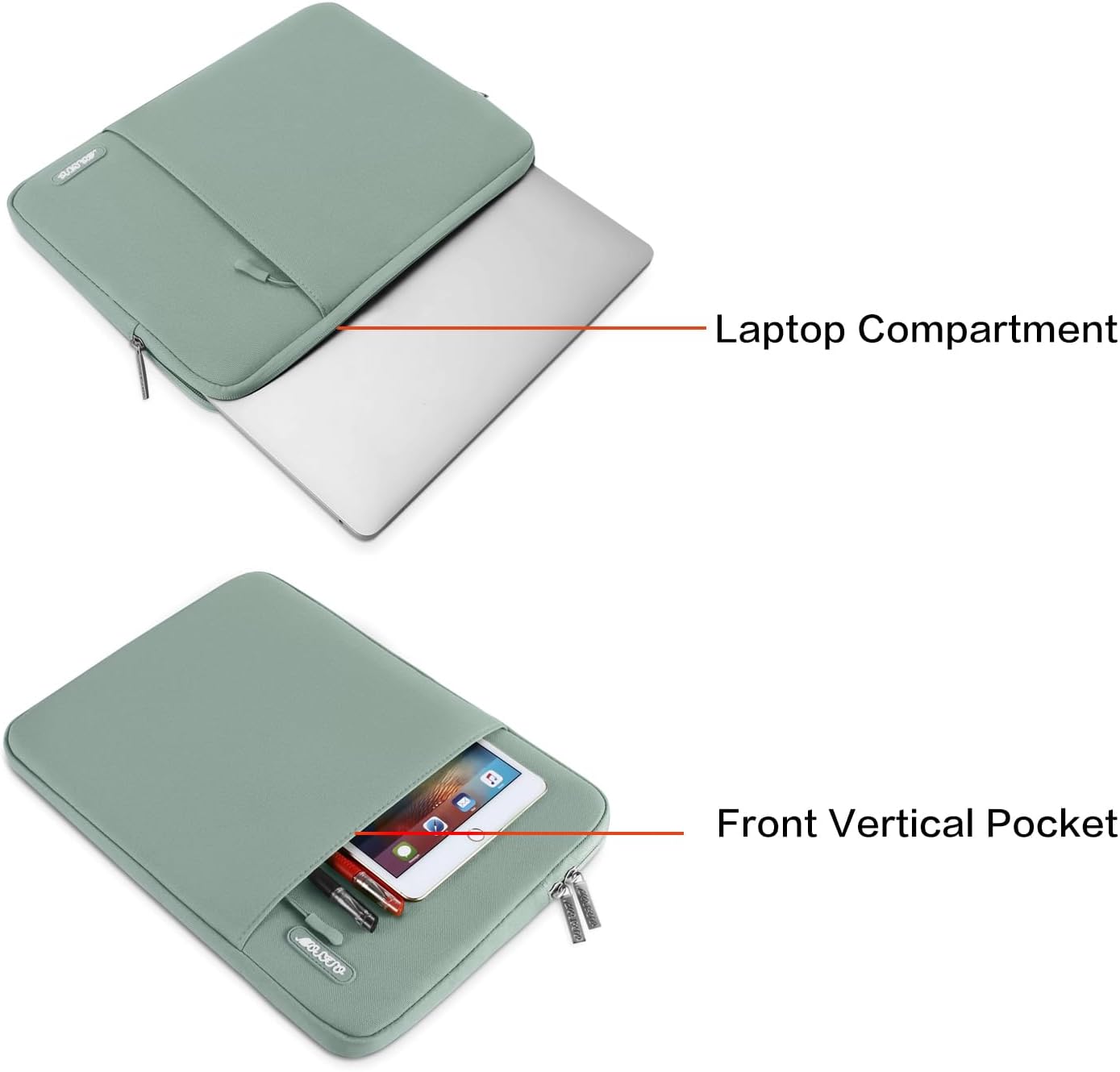 MOSISO Laptop Case 16 inch, 15-15.6 inch Laptop Sleeve Compatible with MacBook Pro 16 M4 M3 M2 M1, HP Acer Dell Lenovo ASUS Notebook, Polyester Vertical Computer Sleeve Bag with Pocket, Antique Green