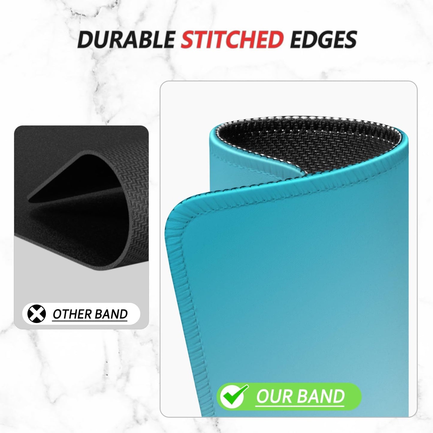 ITNRSIIET Mouse Pad Non-Slip Rubber Base Smooth Surface Stitched Edges Waterproof Durable Compatible with All Mice for Office & Gaming, Desk Accessory, 10.2x8.3x0.12 inch, Aqua Gradient