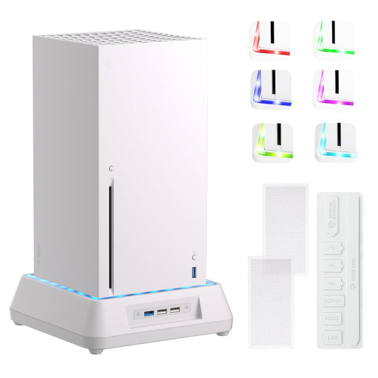 Cooling Fan for Xbox Series X Mviioe Xbox Series X Cooling Stand with LED Indicator, Extra Big Turbo Fan, USB 2.0 Ports, Dust Cover Filters (Only Compatible with Xbox Series x) (White)