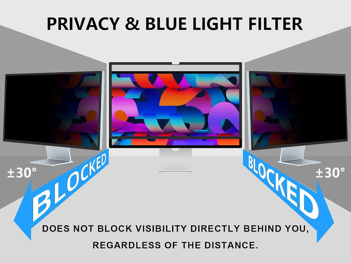 FILMEXT [2-Pack[2022 New] 27 inch privacy screen for monitor compatible with Apple Studio Display 27" Only,Removable Computer Monitor Privacy Screen Shield Anti Blue Light Filter