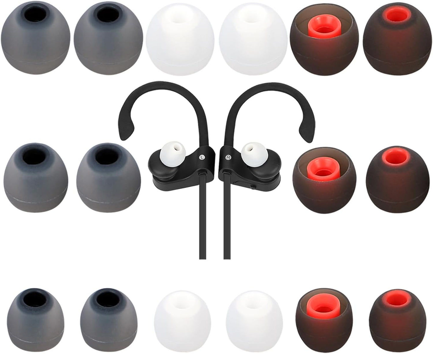 Earbud Tips Ear Bud Tips Soft Anti Slip Washable and Reusable Silicone Replacement Earbud Tips Fit Most in-Ear Earbuds(Inner Hole 3.8mm -5.1mm) 18pcs S M L
