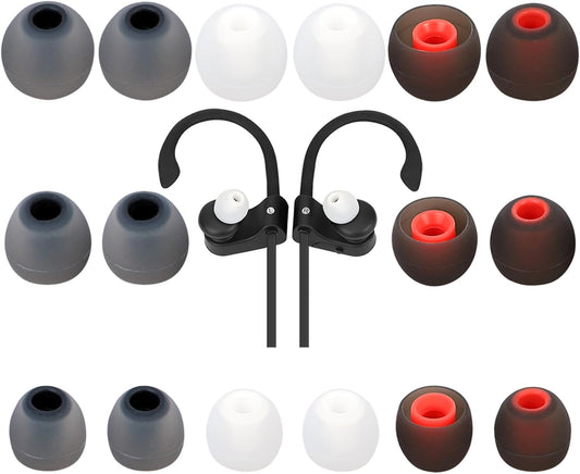 Earbud Tips Ear Bud Tips Soft Anti Slip Washable and Reusable Silicone Replacement Earbud Tips Fit Most in-Ear Earbuds(Inner Hole 3.8mm -5.1mm) 18pcs S M L