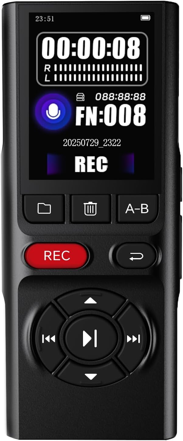 64GB Jaswill Digital Voice Recorder with Playback Long Battery 2-inch Screen MP3 Audio Recording for Meetings Lectures and Interviews Portable USB Recording Device with Voice Activation