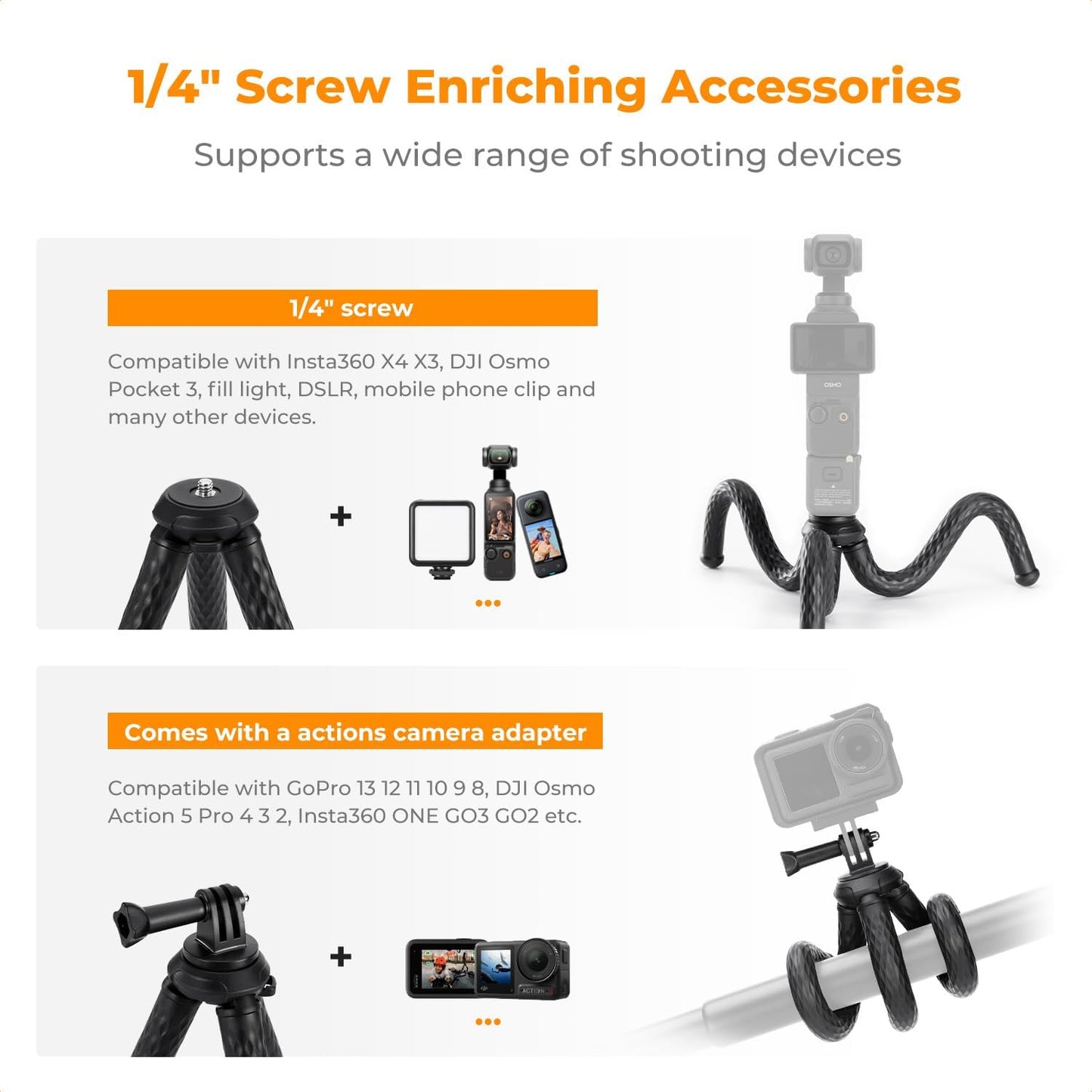 K&F Concept Flexible Tripod, Magnetic Flexible Phone Stand with Wireless Remote, Mini Vlogging Tripod for Magsafe iPhone 16 Pro Max/15/14/13/12 All Phones and Actions Camera.