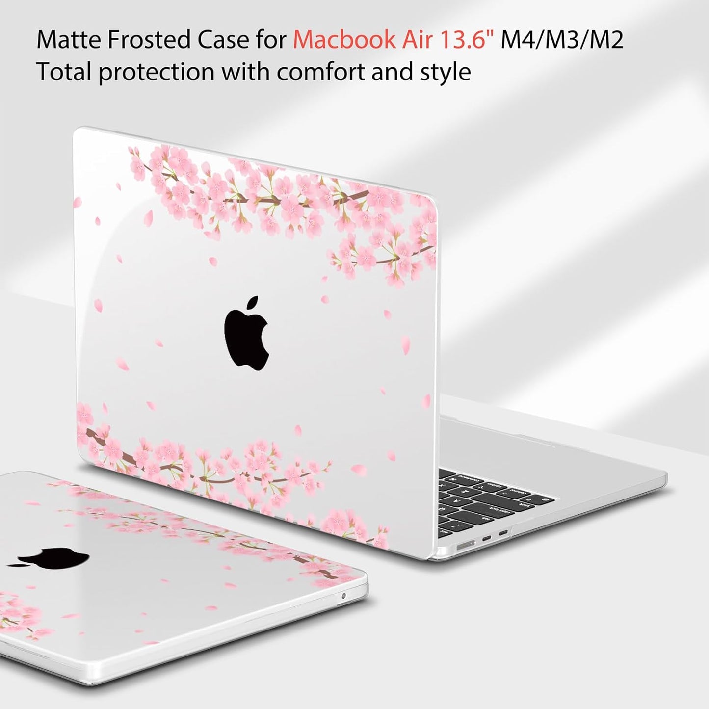 Teryeefi Compatible for MacBook Air 13.6 inch Case A3240 A3113 A2681 (2025 2024-2022 Release), Protective Plastic Hard Shell Cover for MacBook Air M2 M3 M4 13 inch, Pink Aakura A005