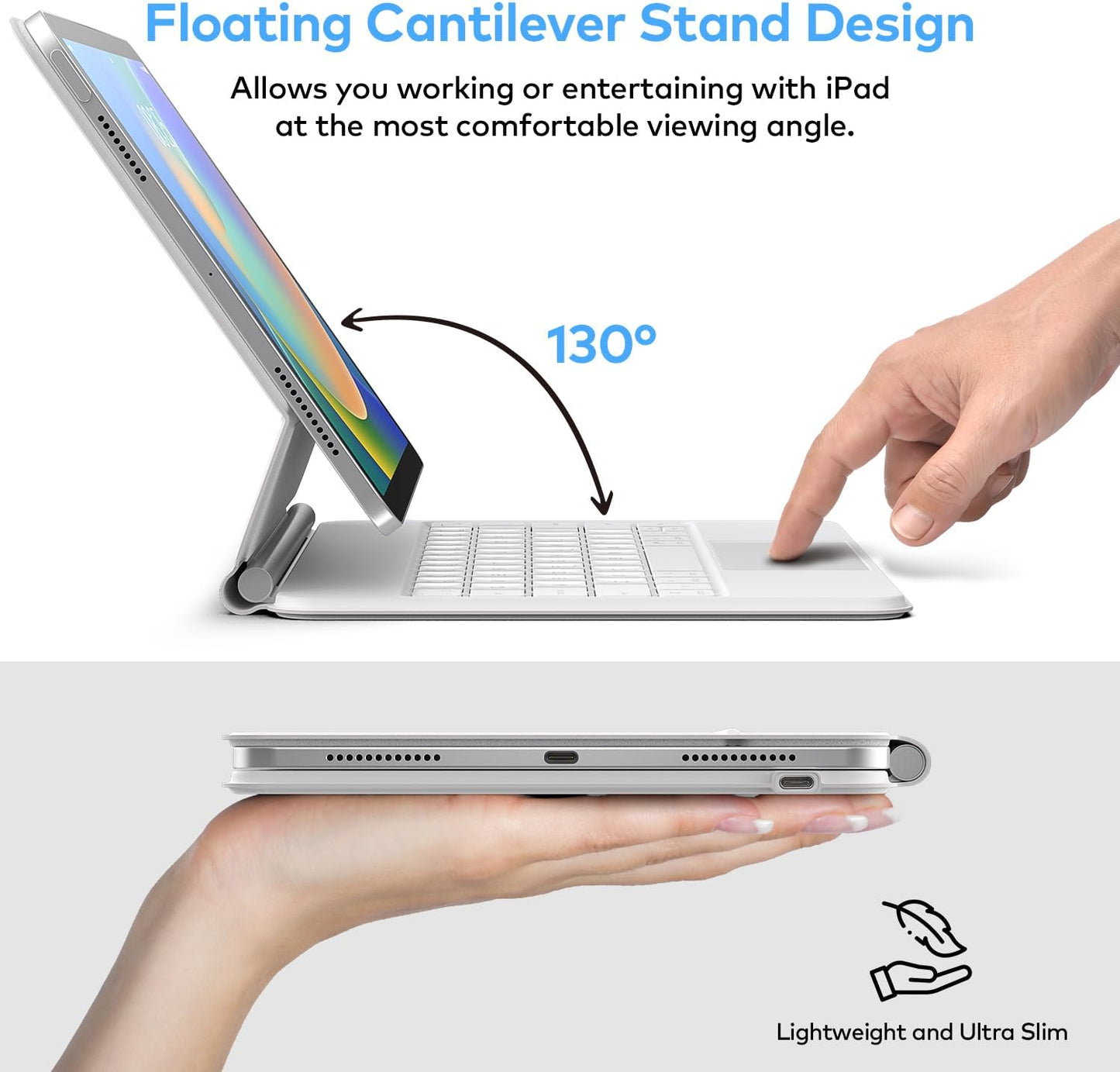 Keyboard Case for iPad 10th Generation 2022 & 11th (A16, 2025) – Magic-Style Keyboard with Multi-Touch Trackpad – Floating Cantilever Stand – Magnetic Case for iPad 10.9 inch 10th / 11th Gen.