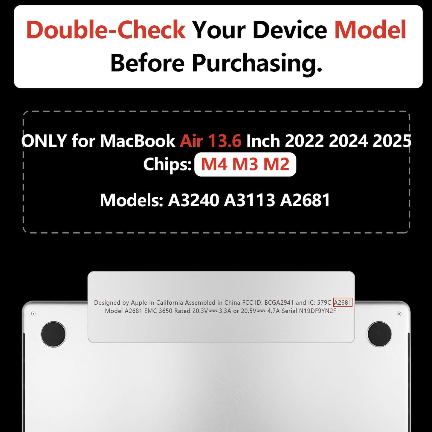 TWOLSKOO for M4 MacBook Air 13.6 inch Case 2025-2022 Release M4 A3240 M3 A3113 M2 A2681, Plastic Hard Shell & Screen Protector & Keyboard Cover & Trackpad Film, Florals X450