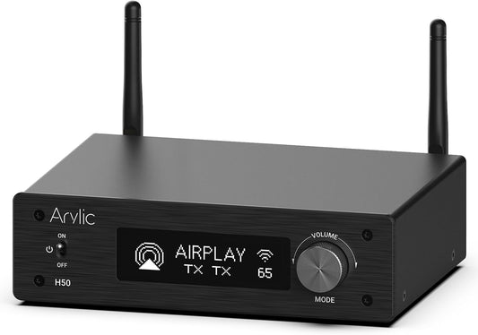 Arylic H50 Hi-Fi 50W*2 WiFi Audio Amplifier with Bluetooth aptX HD, HDMI ARC, AirPlay 2 and Spotify Streaming for Wireless Home Music. Support for transmitting and Receiving Music