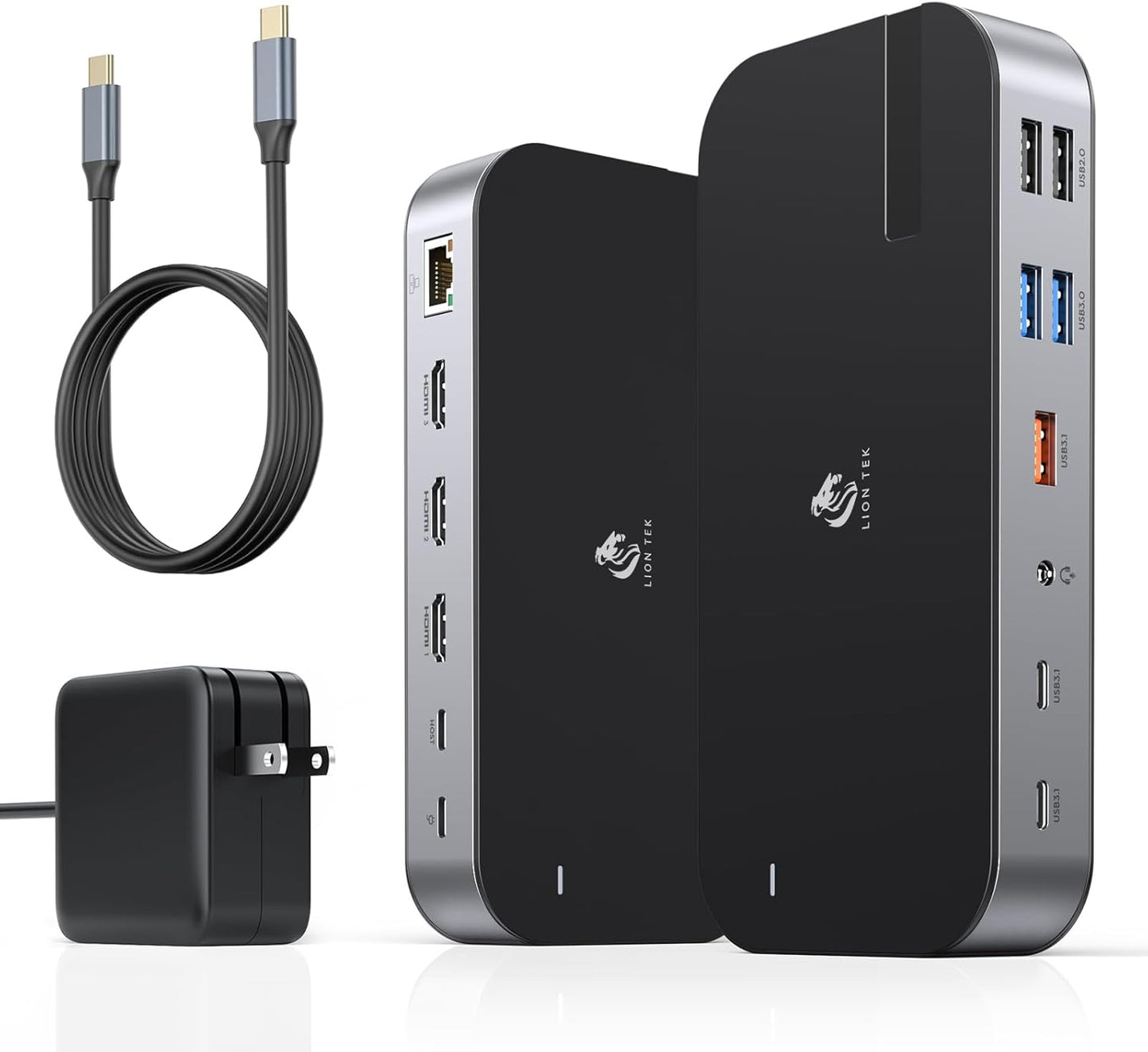 Laptop Docking Station,16 in 1 Docking Station USB C Docking Triple Monitor,USB C Dock Station with 3 HDMI,PD 100W, USB 3.1/3.0/2.0,RJ 45 Ethernet,SD/TF,Audio for Dell/Lenovo（Including Charging）