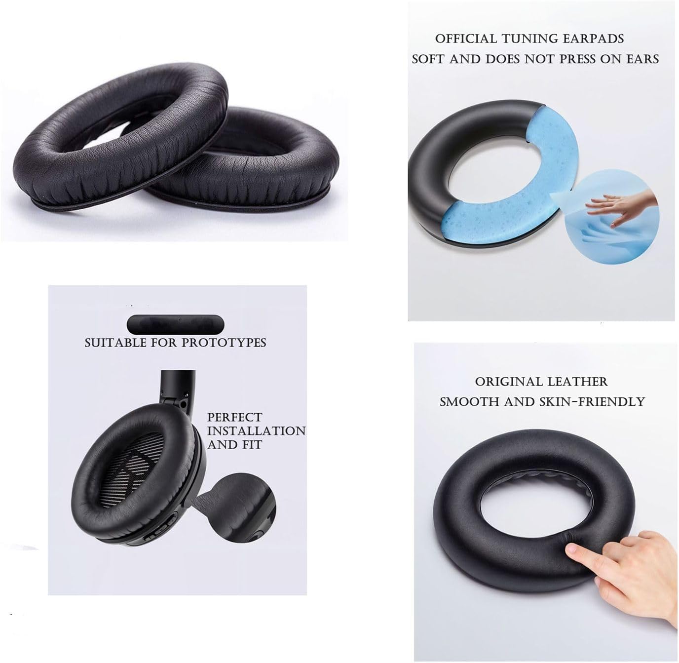 Headphones Replacement Ear Pads Cover,for Bose Quietcomfort QC15 QC25 QC35 35 ii Headsets (Black)