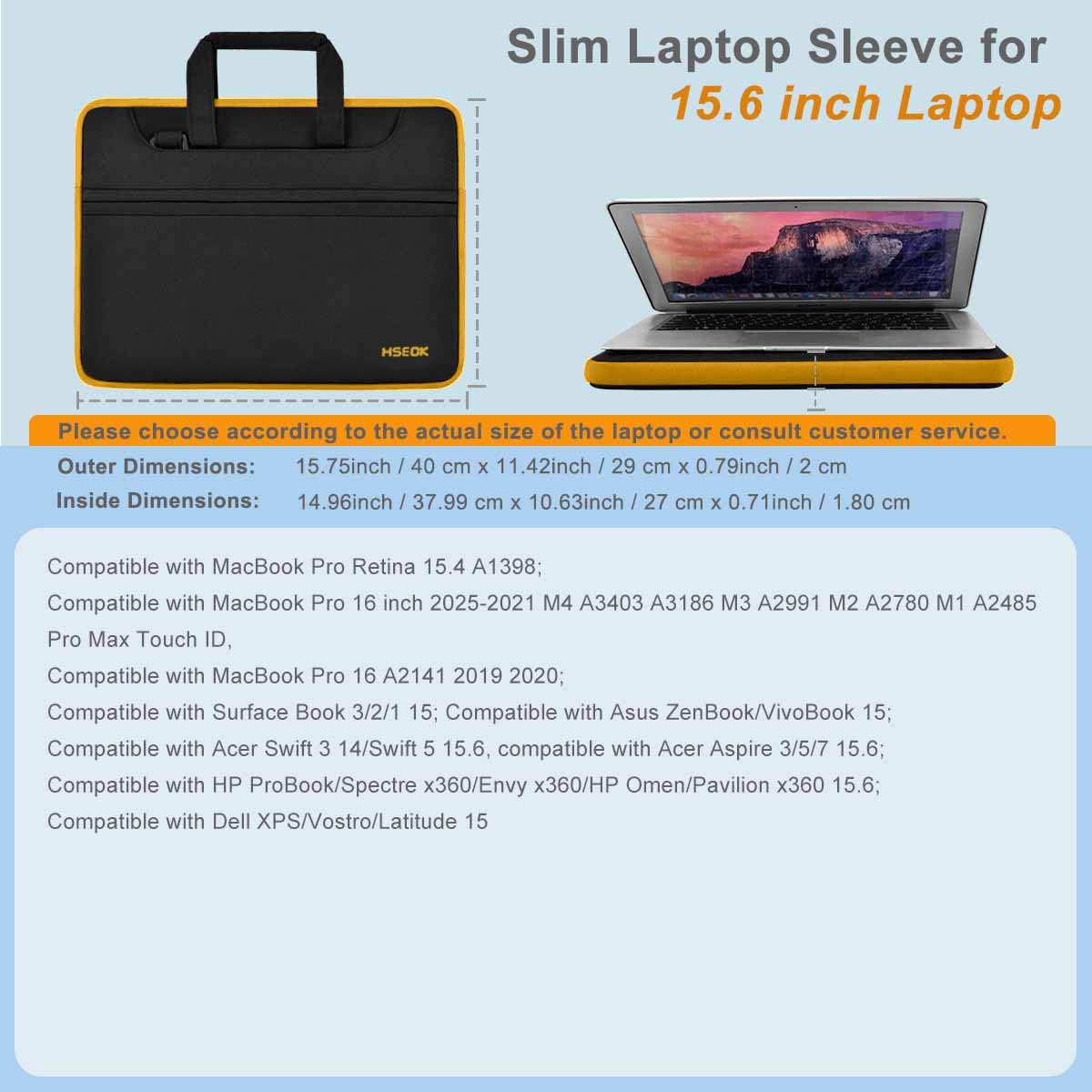 Universal Laptop Shoulder Bag 13-17.3 Inch Shockproof Briefcase with Multi-Pockets & Adjustable Strap for MacBook Pro/Air