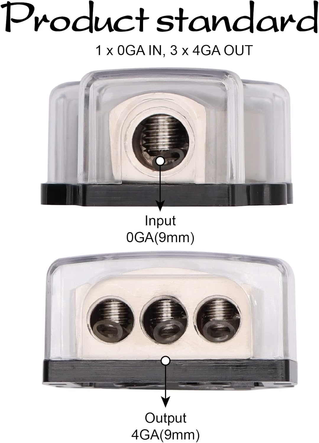 3 Way Power Distribution Block 1x 0 Gauge in 3X 4 Gauge Out Amp Power Distribution Ground Distributor Connecting Block for Car Amplifier Audio Splitter,2Pcs